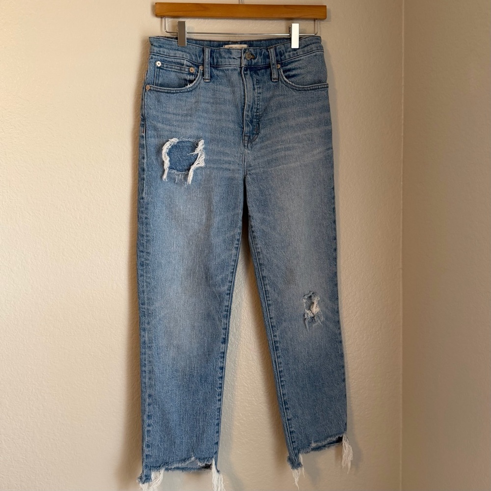 Madewell Women’s Classic Straight High Rise Distressed Denim Jeans, Size 27 - Picture 2 of 11